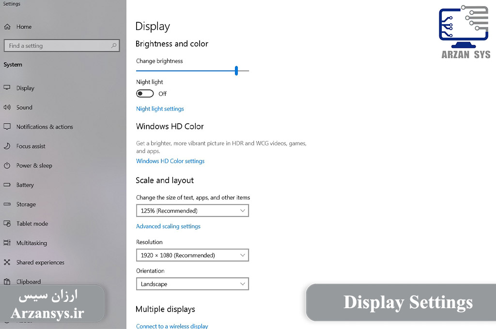 display settings